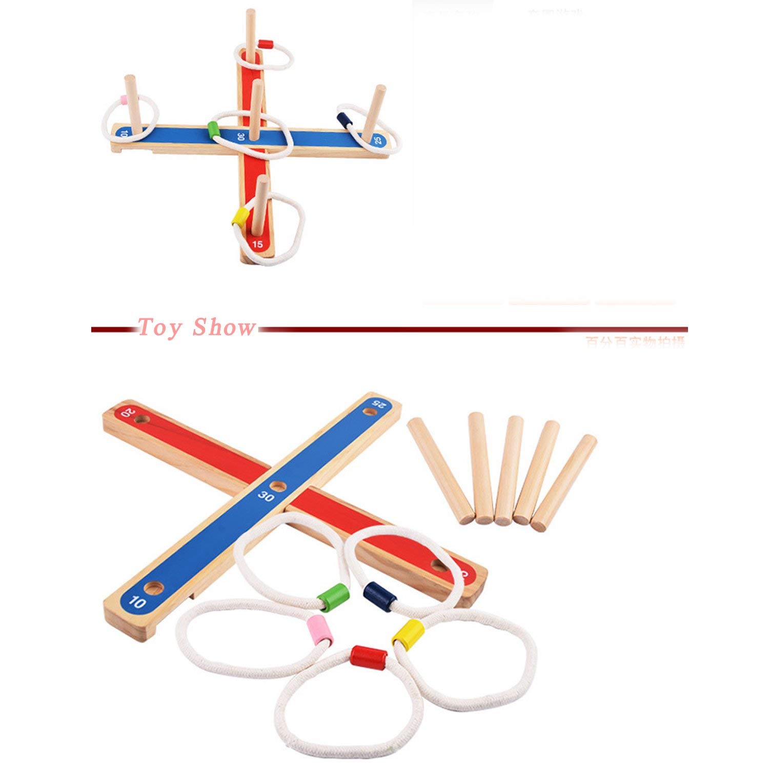 Kendama Jouet En Bois (hêtre) Pour Enfants Et Adultes - Design Noir Et Bleu, Longueur 18.5 Cm - Sport D'adresse, Coordination, Jeu D'extérieur Ou D'intérieur