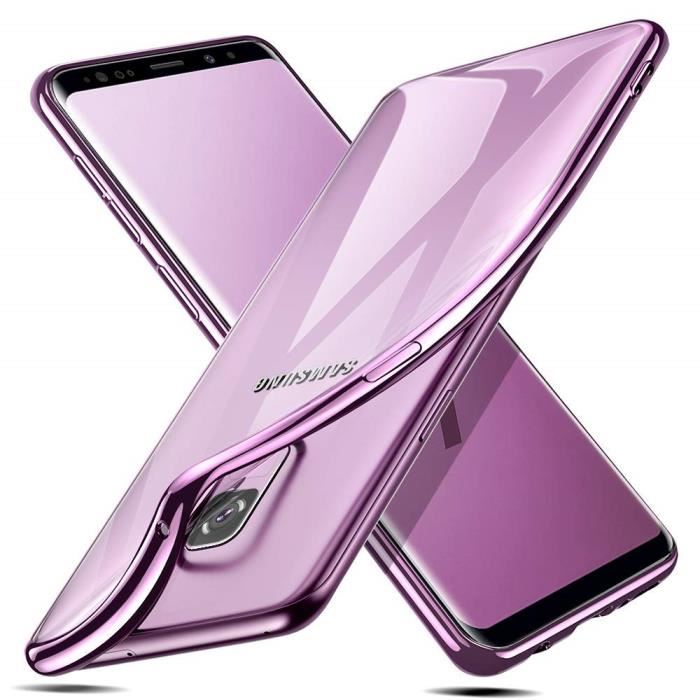 Coque Samsung S9, Coque Galaxy S9 Silicone, (Transparent Violet Cadre )Samsung Galaxy S 9 Coque coque samsung s9 silicone amazon