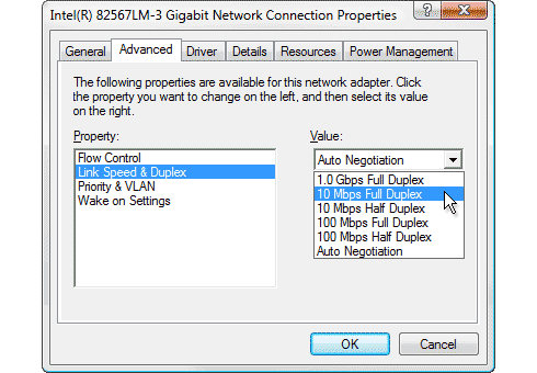 comment s'assurer de la vitesse de la carte Ethernet dans Windows 7