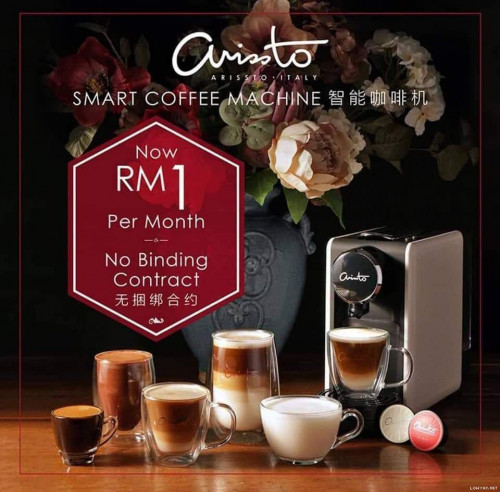 Arissto Coffee Machine for Rm1 MONTHLY!