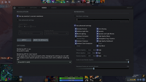Dota setting