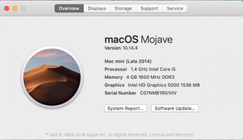 Mac Mini 2014 System Info