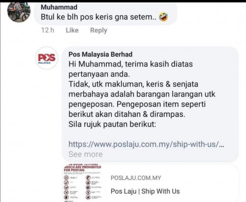 FB Pos Malaysia dihujani pertanyaan berkaitan pos