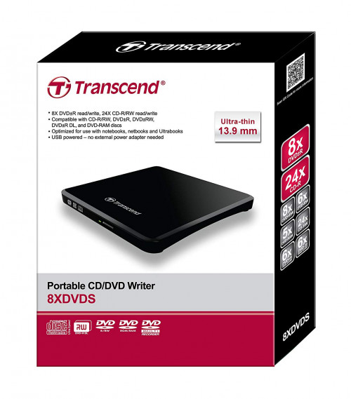 Transcend 8K Extra Slim Portable DVD Writer Optical Drive