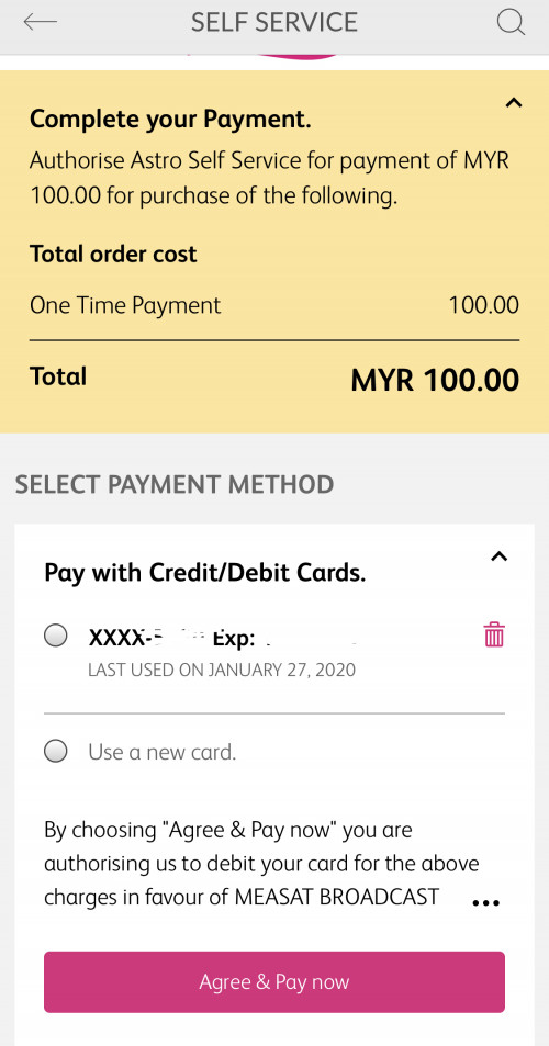 Astro payment online credit card