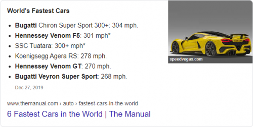 fastest car chart