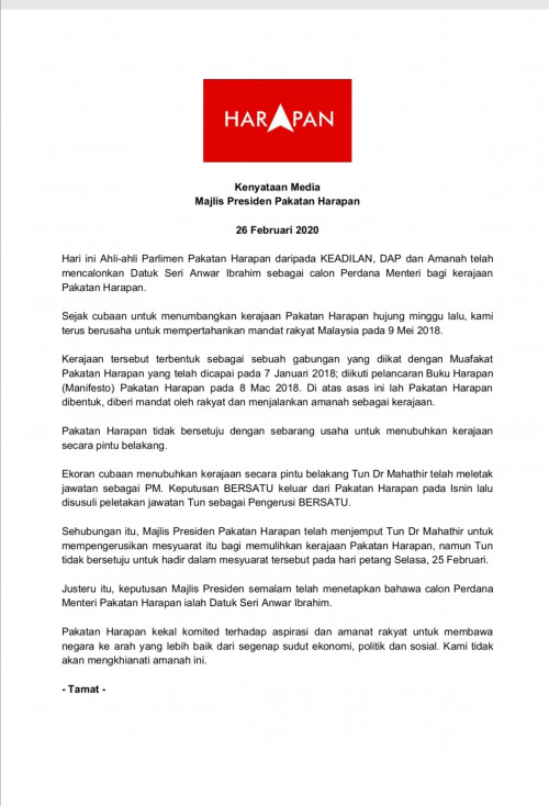 Pengumuman Penting Pkr Jam 5 30 Petang