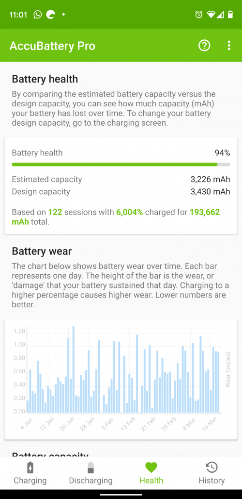 Battery Health info from AccuBattery Pro