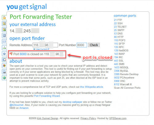 Port 8000 is closed
