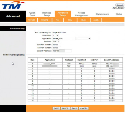 Port forwarding List