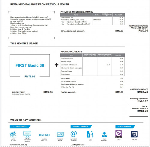 Example Celcom Bill Celcom double charge this month