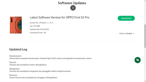 Oppo Find X2 Pro Update