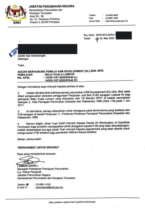 Letter KPKT 4 Mar 2020