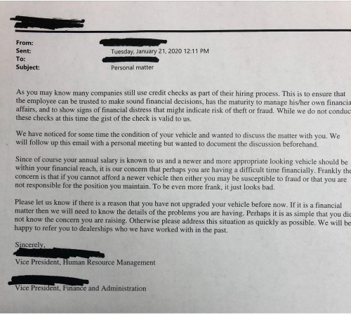 Coworker received email from HR