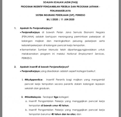 Perkeso / Socso economic stimulus info.