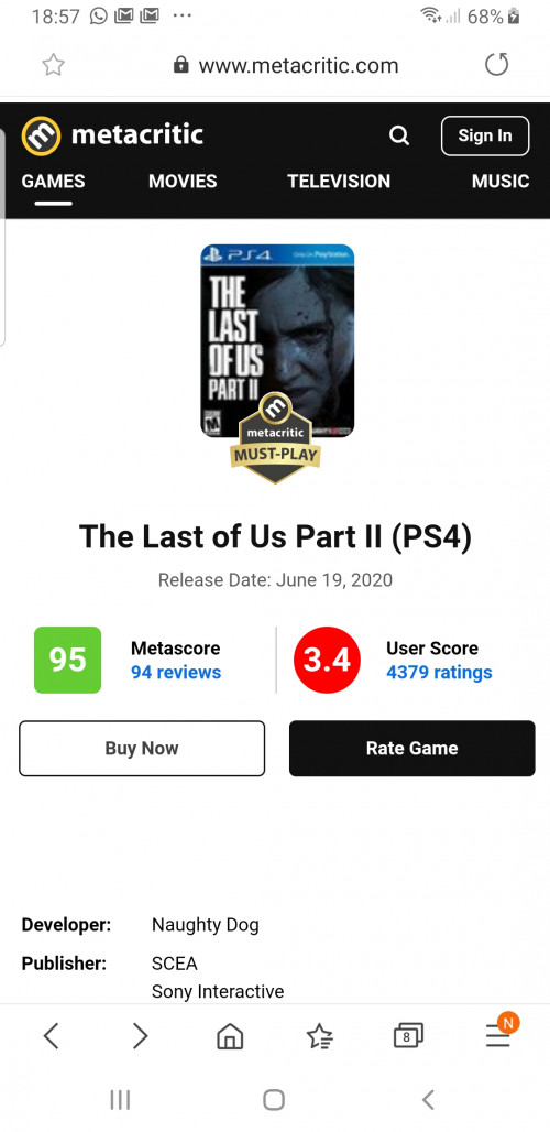 Metacritic hiding user reviews for TLOU2 : r/TheLastOfUs2