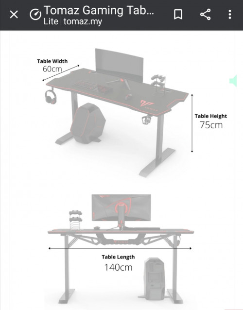 Tomaz Armor Gaming Table 140cm (Black)