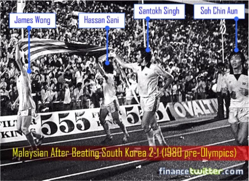 Celebration Malaysian After Beating South Korea 2 1 1980 pre Olympics
