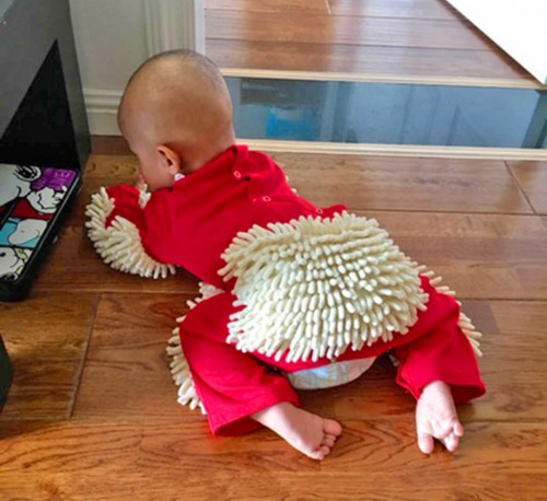 baby mop floor cleaning onesie 9687