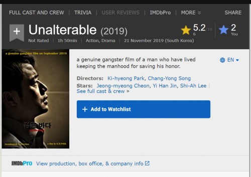 2020 11 01 09 08 55 Unalterable (2019) IMDb and 5 more pages Work Microsoft​ Edge