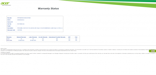 Acer Portable Monitor Warranty Status