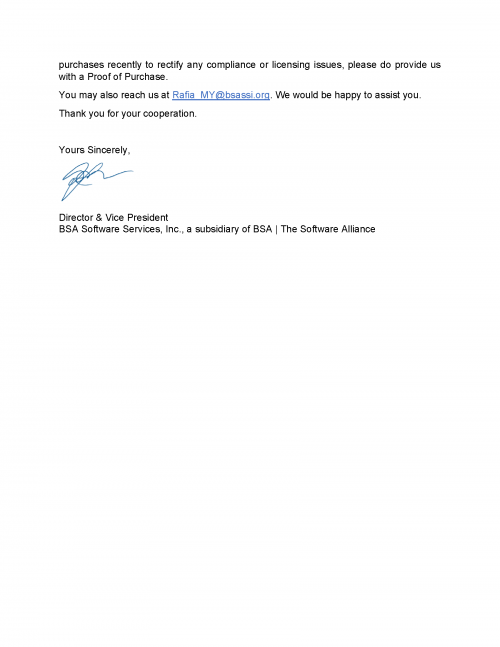 BSA Compliance Awareness Letter Malaysia Page 2
