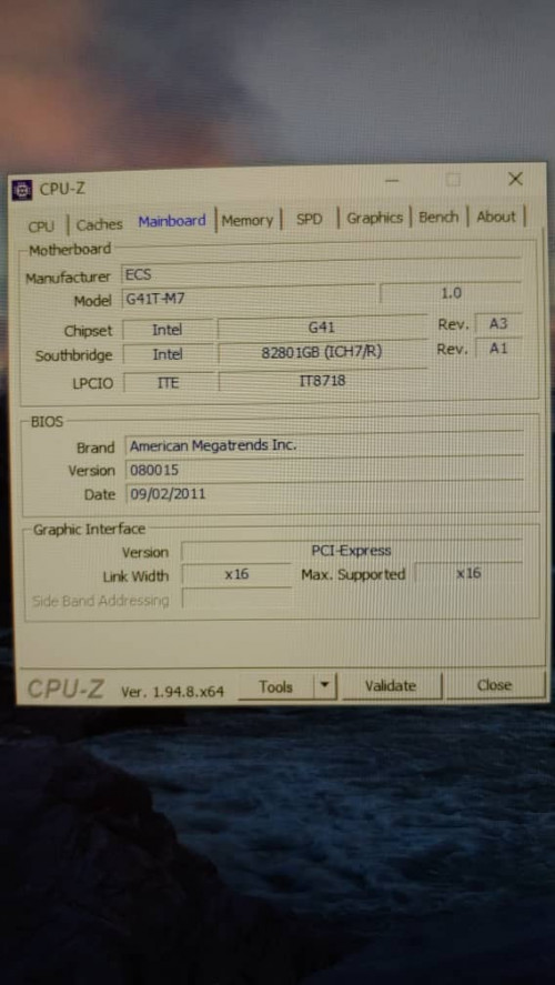 CPU Z ECS mobo