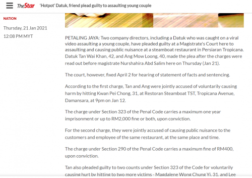 Hotpot Datuk Friend Plead Guilty