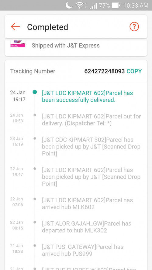 Tracking number trace jnt J&T Express