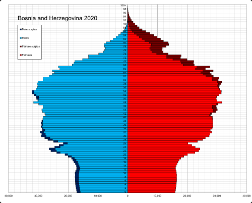 Bosnia and Herzegovina single age population pyramid 2020 - Pictr.com