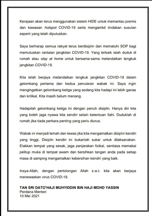 Breaking Pm Announces Mco Nationwide From 12 May