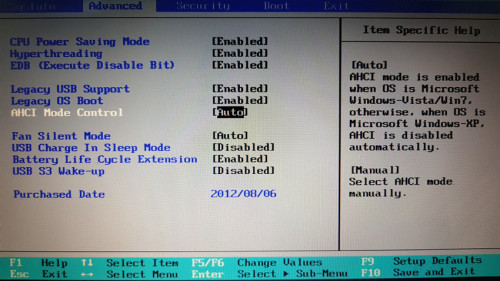 Bios AHCI