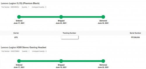 lenovo delivery status