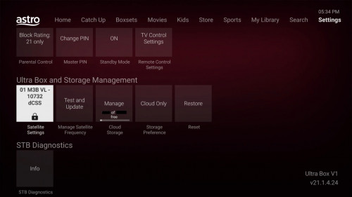 Ultra Box Settings at Satellite Mode