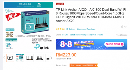Screenshot 2021 08 08 at 18 41 11 TP Link Archer AX20 AX1800 Dual Band Wi Fi 6 Router 1800Mbps Speed