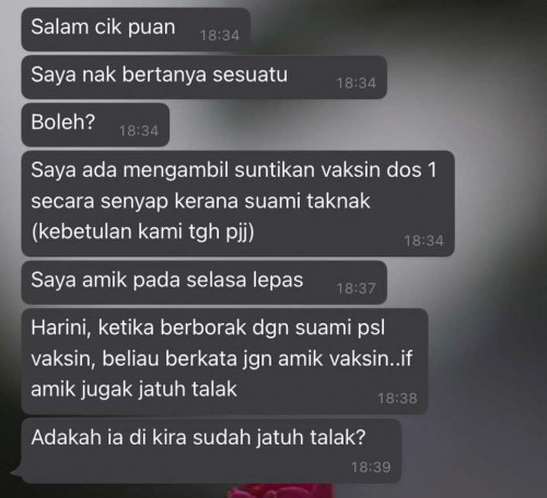 Husband Wants To Divorce Wife If Take Vaccine