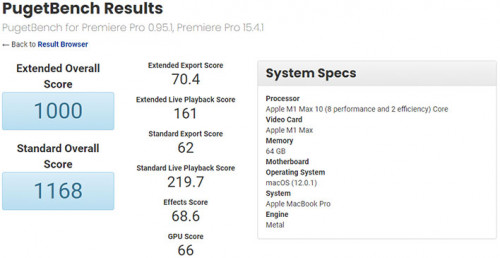 small apple m1 max pugetbench