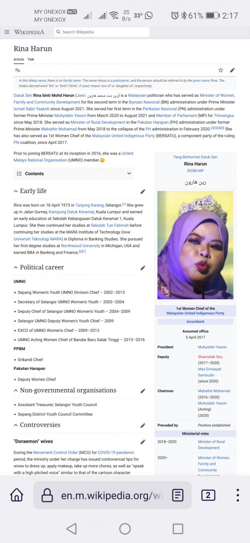 Harun wikipedia rina Pembicaraan:Rina Harun
