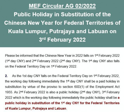 3rd feb 2022 public holiday