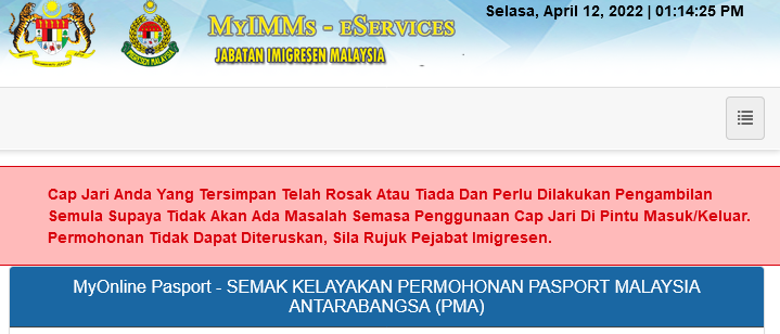 E service status myimms Malaysia Visa