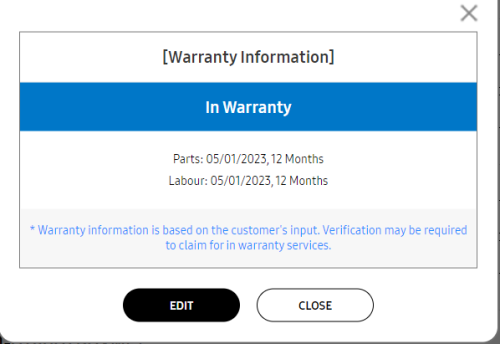 Warranty info