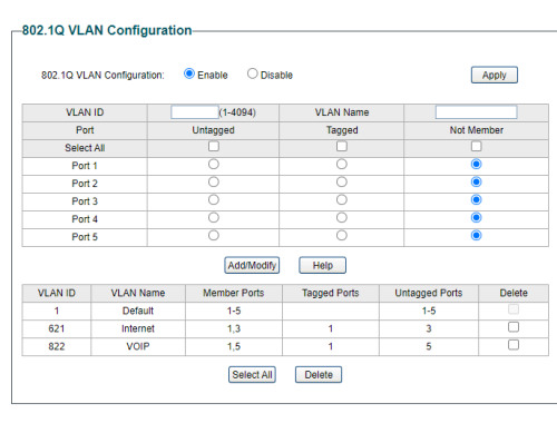 vlan setup