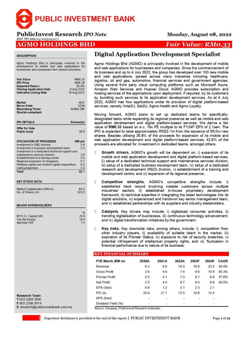 IPO: Agmo Holdings Berhad