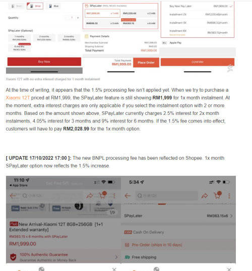 2022 10 18 13 01 09 SPayLater Shopee's Buy Now Pay Later is charging a 1.5% fee even if you pay the