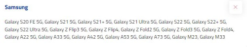 samsung 5g list