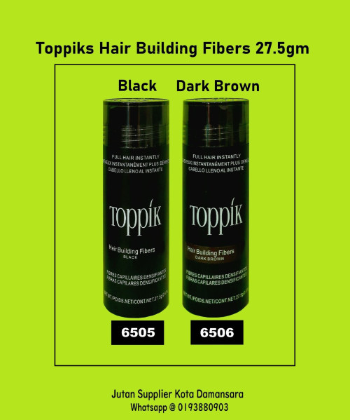 5 6505 Toppiks Hair Building Fibers 27.5gm (Black), 6506 Toppiks Hair Building Fibers 27.5gm (Dark B