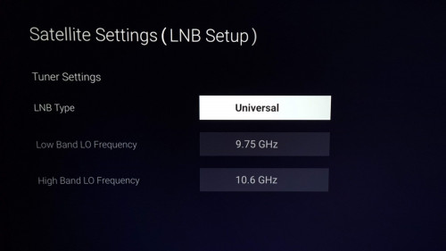Ultra Box Universal LNB option selected