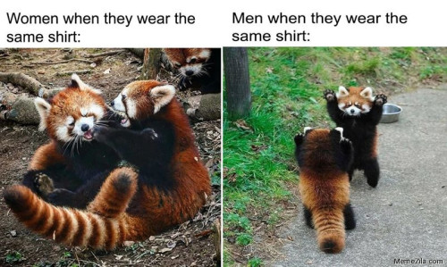 Women when they wear same shirt vs Men when they wear same shirt meme 5544