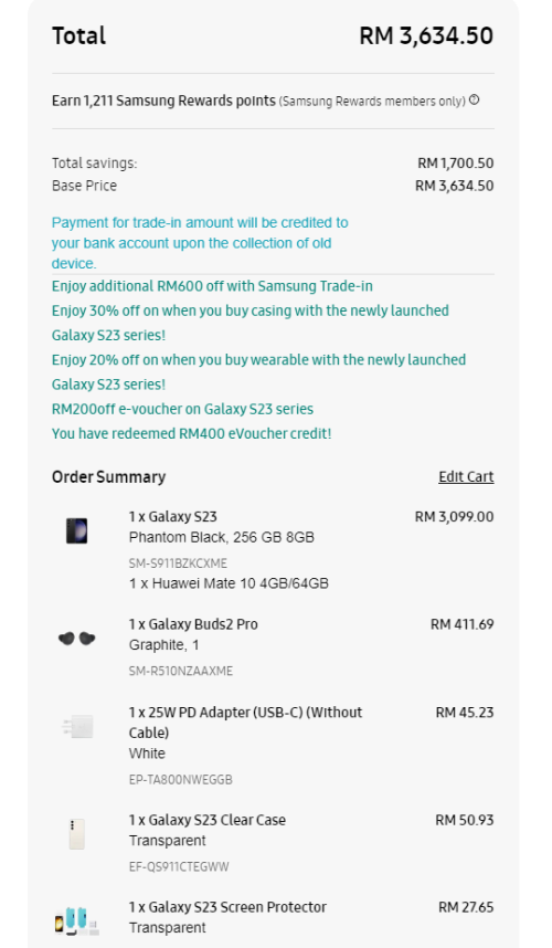 Final Purchase Samsung