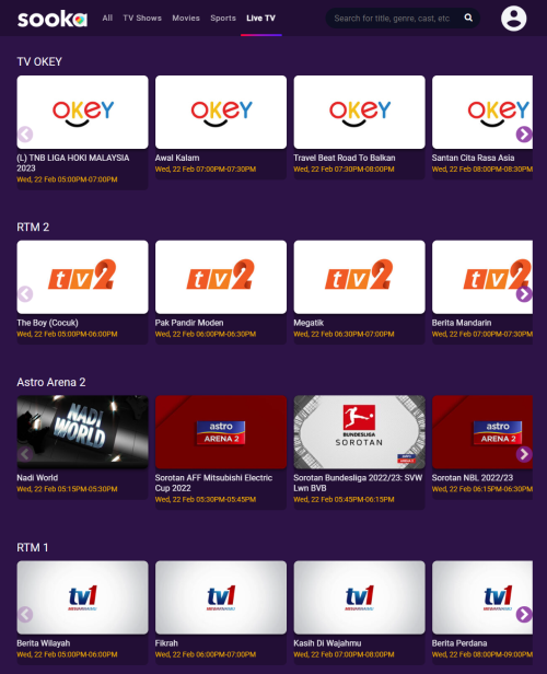 RTM channels on Sooka